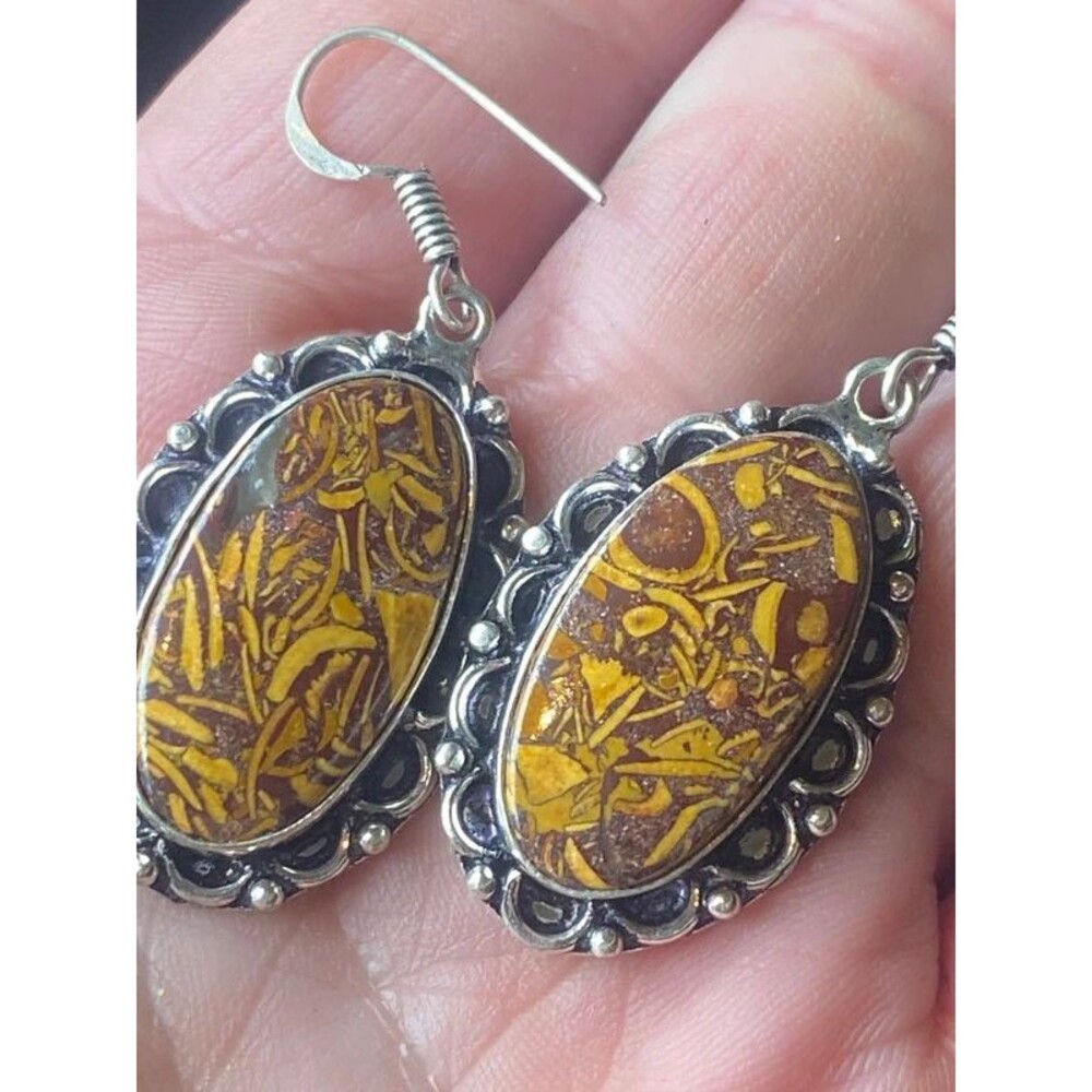 Sanskrit Jasper Earrings Mariam Jasper Elephant Skin Jasper Dangle Boho